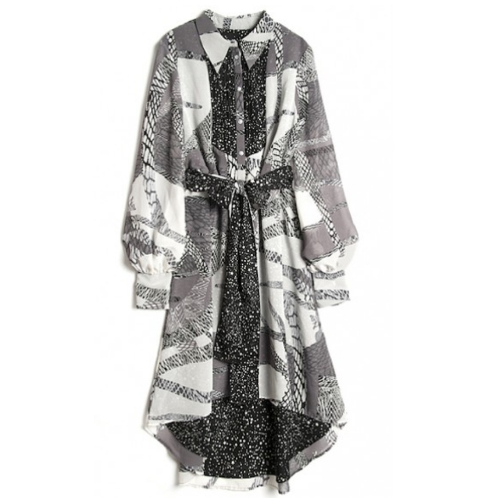 KIRNA ZABETE BLACK/ WHITE STAR PRINT DRESS